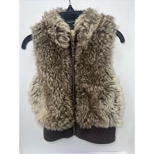 Copper Key Fur Vest Youth  Girls 4/5 Brown Sleeveless